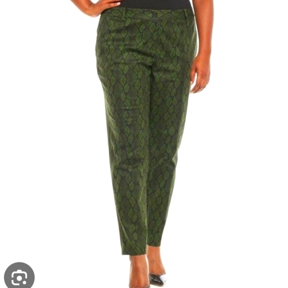 MICHAEL Michael Kors Pants - MICHAEL Kors Green Cropped Ankle Pants Snakeskin Dressy Career Office 10 Large